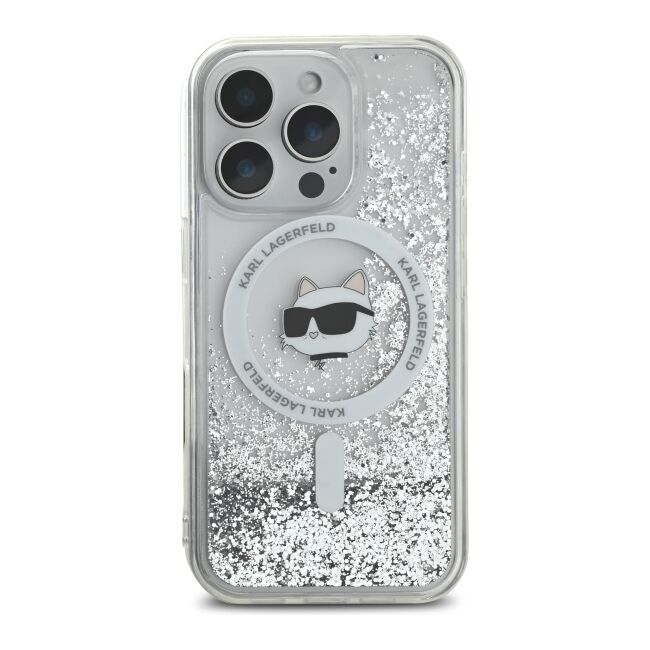 Husa premium pentru  iPhone 16 Pro Max Karl Lagerfeld compatibila Magsafe - Argintiu