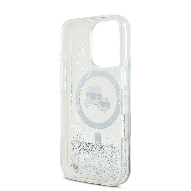 Husa premium pentru  iPhone 16 Pro Max Karl Lagerfeld compatibila Magsafe - Sclipici Argintiu