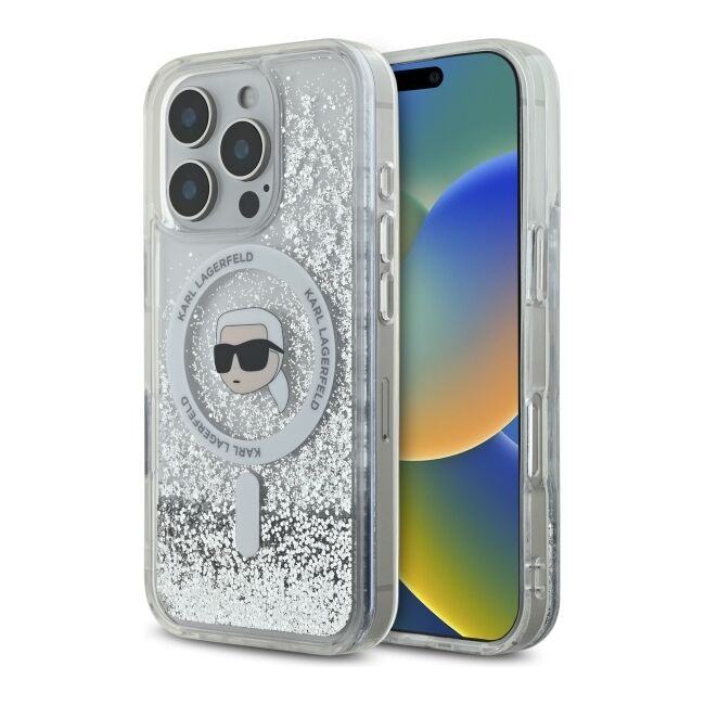 Husa premium pentru  iPhone 16 Pro Max Karl Lagerfeld compatibila Magsafe - Sclipici