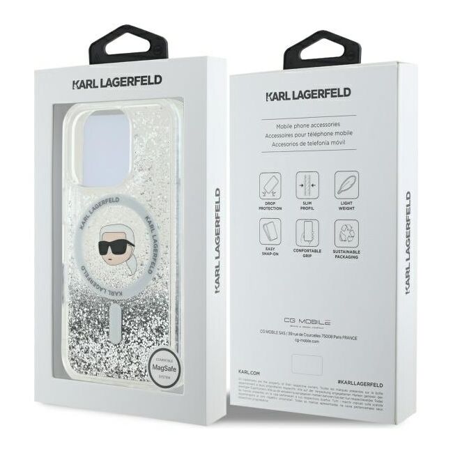 Husa premium pentru  iPhone 16 Pro Max Karl Lagerfeld compatibila Magsafe - Sclipici