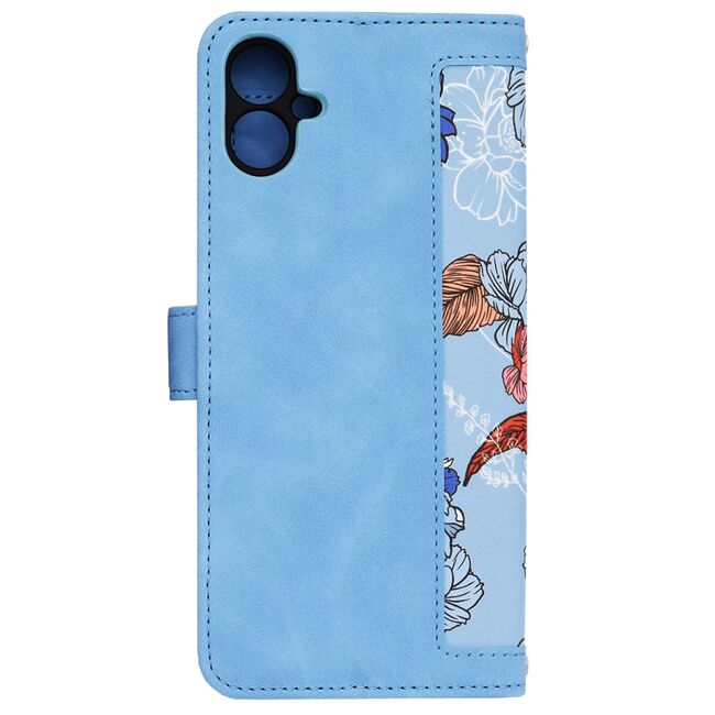 Husa tip carte pentru  Samsung Galaxy A06, functie stand si port carduri, Albastru