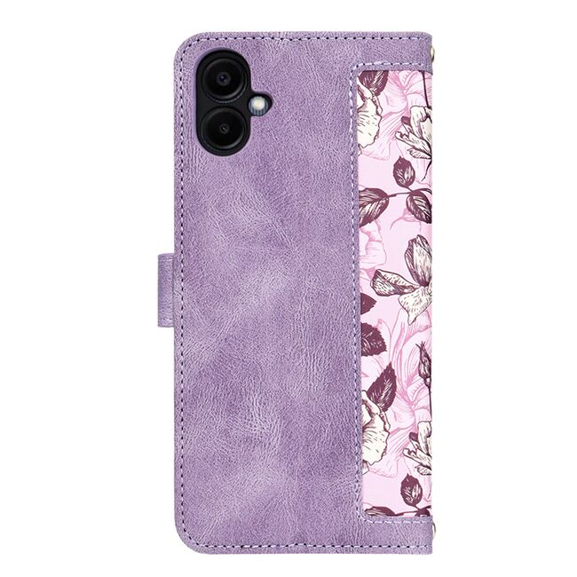 Husa tip carte pentru  Samsung Galaxy A06, functie stand si port carduri, Mov