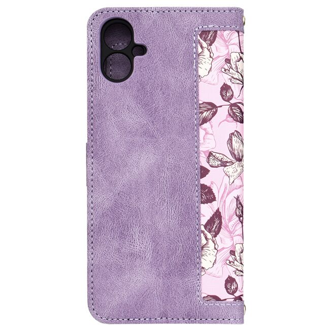 Husa tip carte pentru  Samsung Galaxy A06, functie stand si port carduri, Mov