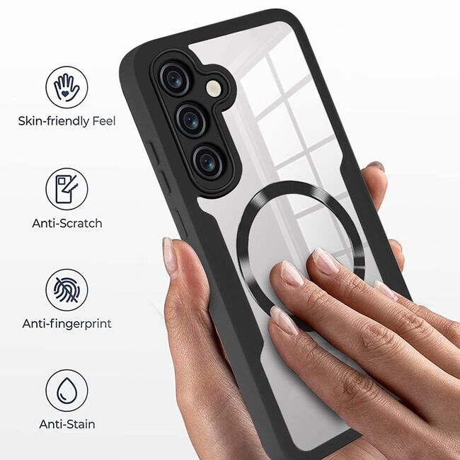 Pachet 360: Husa cu folie integrata pentru  Samsung Galaxy S25+ cu MagSafe Cover360 fata / spate - Roz