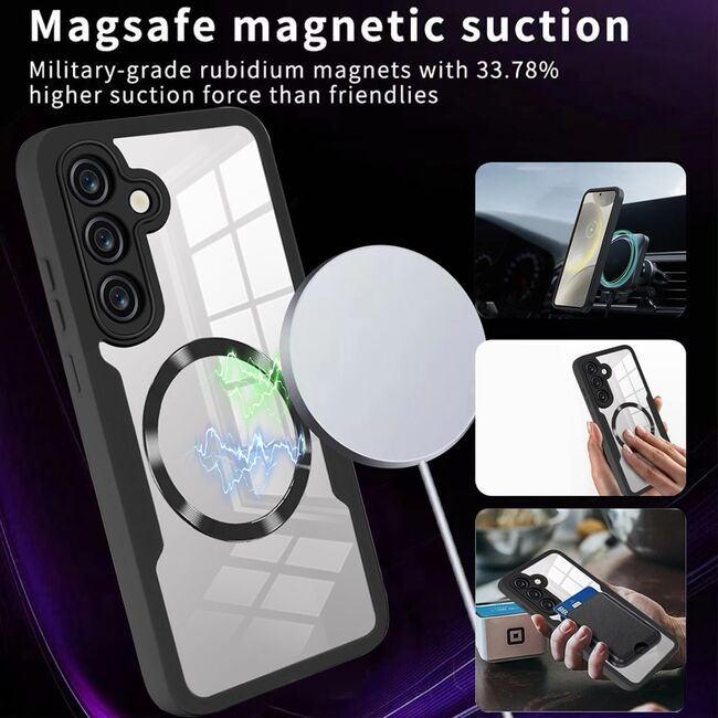 Pachet 360: Husa cu folie integrata pentru  Samsung Galaxy S25+ cu MagSafe Cover360 fata / spate - Roz