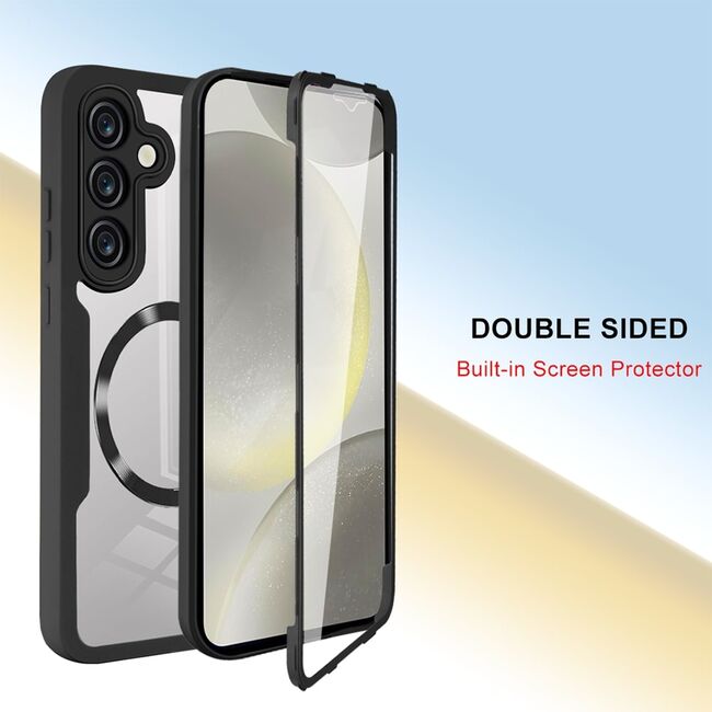 Pachet 360: Husa cu folie integrata pentru  Samsung Galaxy S25+ cu MagSafe Cover360 fata / spate - Roz