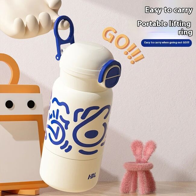 Termos pentru copii - Cana termoizolantă din oțel inoxidabil 316, capacitate 520 ml, argintiu