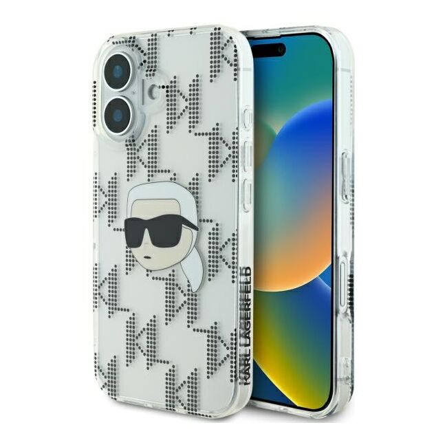 Husa premium pentru  iPhone 16 Karl Lagerfeld superior quality - Gri deschis