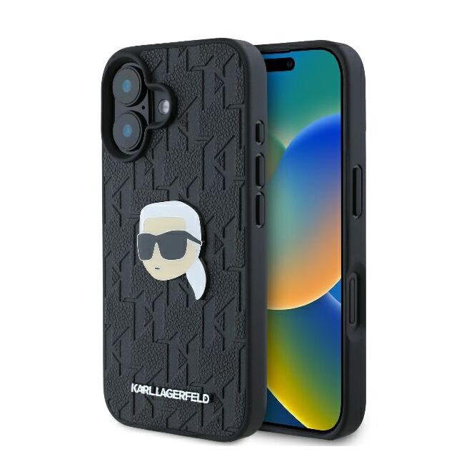 Husa premium pentru  iPhone 16 Karl Lagerfeld superior quality - Negru print