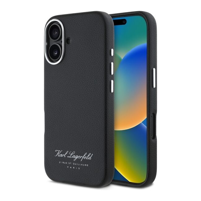 Husa premium pentru  iPhone 16 Karl Lagerfeld superior quality - Negru royal