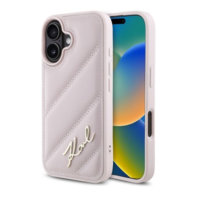 Husa premium pentru  iPhone 16 Karl Lagerfeld superior quality - Roz