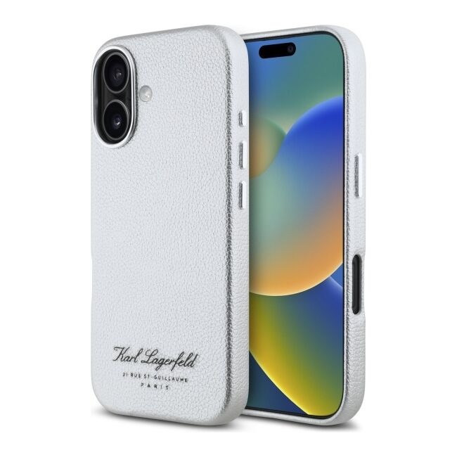 Husa premium pentru  iPhone 16 Karl Lagerfeld superior quality - Alb