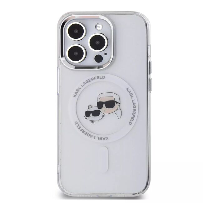 Husa premium pentru  iPhone 15 Pro Karl Lagerfeld compatibila Magsafe - Alb