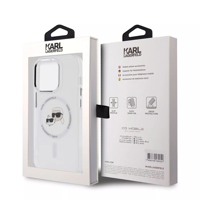 Husa premium pentru  iPhone 15 Pro Karl Lagerfeld compatibila Magsafe - Alb