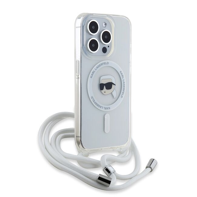 Husa premium pentru  iPhone 15 Pro Karl Lagerfeld compatibila Magsafe - Gri 