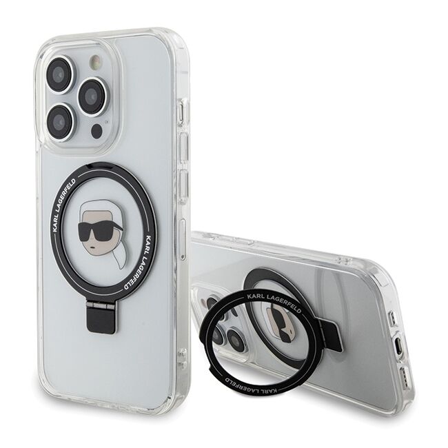 Husa premium pentru  iPhone 15 Pro Karl Lagerfeld compatibila Magsafe - Gri antracit