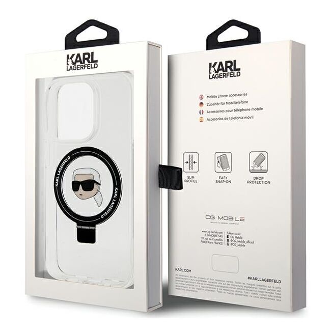 Husa premium pentru  iPhone 15 Pro Karl Lagerfeld compatibila Magsafe - Gri antracit