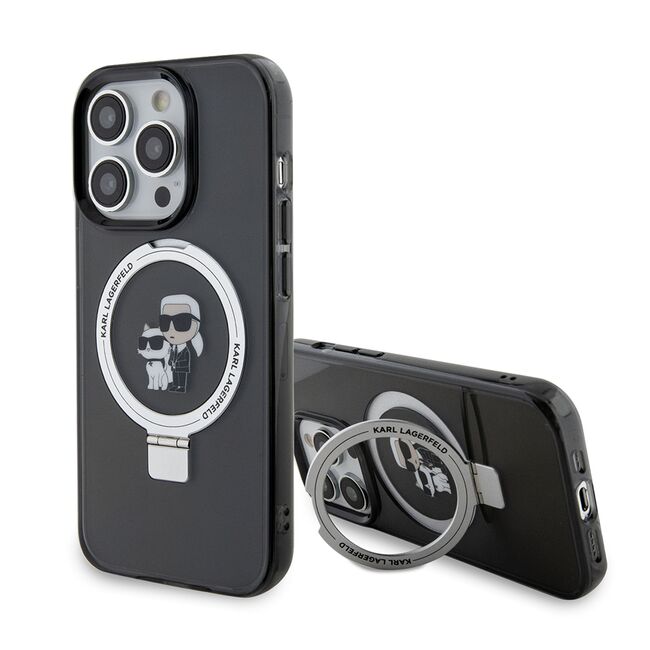 Husa premium pentru  iPhone 15 Pro Karl Lagerfeld compatibila Magsafe - Negru grant