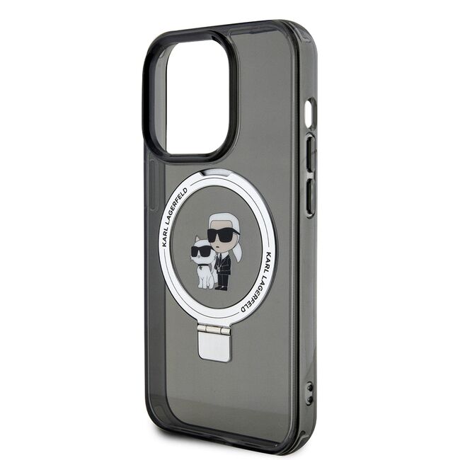 Husa premium pentru  iPhone 15 Pro Karl Lagerfeld compatibila Magsafe - Negru grant