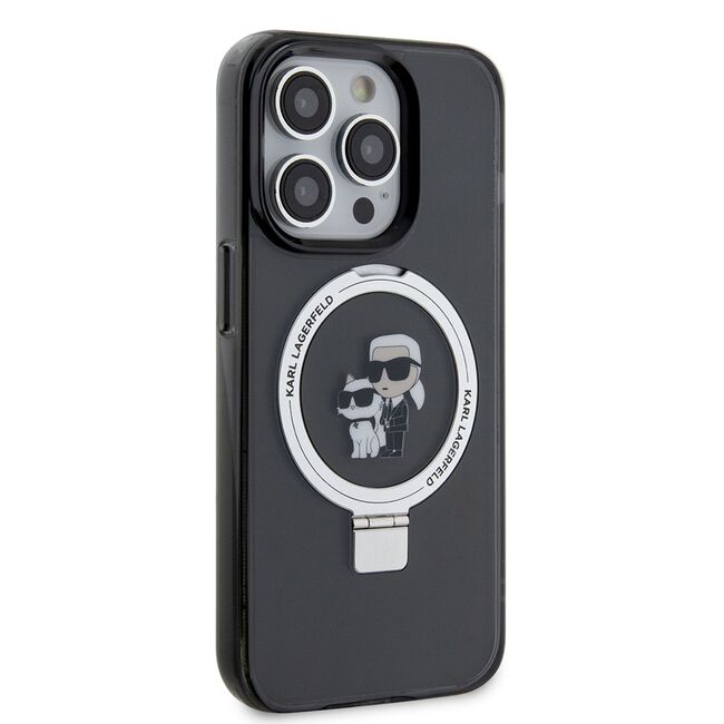 Husa premium pentru  iPhone 15 Pro Karl Lagerfeld compatibila Magsafe - Negru grant