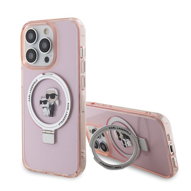 Husa premium pentru  iPhone 15 Pro Karl Lagerfeld compatibila Magsafe - Roz inchis