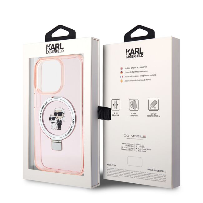 Husa premium pentru  iPhone 15 Pro Karl Lagerfeld compatibila Magsafe - Roz inchis