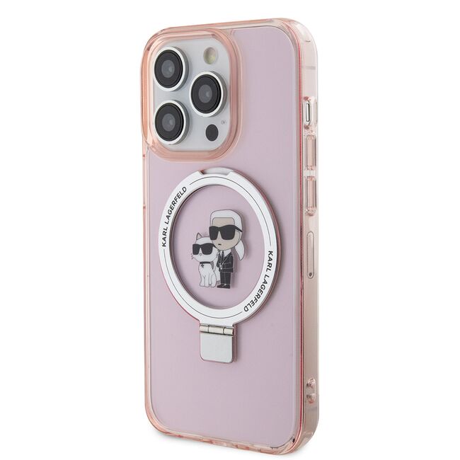 Husa premium pentru  iPhone 15 Pro Karl Lagerfeld compatibila Magsafe - Roz inchis