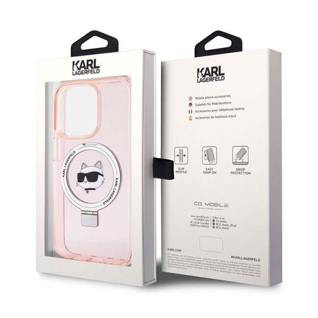 Husa premium pentru  iPhone 15 Pro Karl Lagerfeld compatibila Magsafe - Roz pal