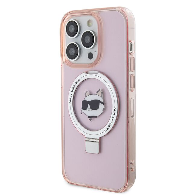Husa premium pentru  iPhone 15 Pro Karl Lagerfeld compatibila Magsafe - Roz pal