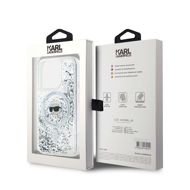 Husa premium pentru  iPhone 15 Pro Karl Lagerfeld compatibila Magsafe - Sclipici