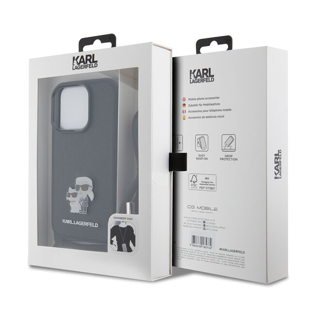 Husa premium pentru  iPhone 15 Pro Karl Lagerfeld superior quality - Negru havana