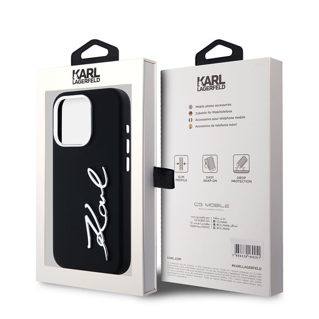 Husa premium pentru  iPhone 15 Pro Karl Lagerfeld superior quality - Negru print