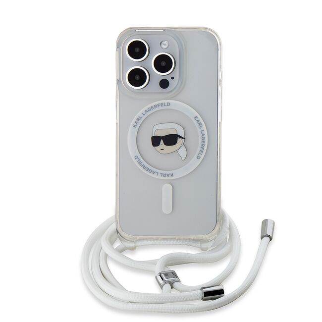 Husa premium pentru  iPhone 15 Pro Max Karl Lagerfeld compatibila Magsafe - Gri deschis