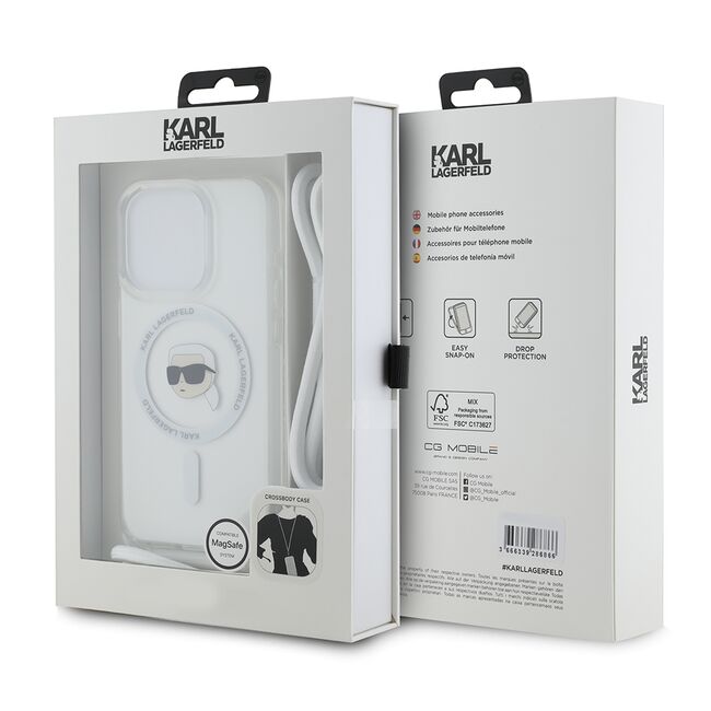 Husa premium pentru  iPhone 15 Pro Max Karl Lagerfeld compatibila Magsafe - Gri deschis