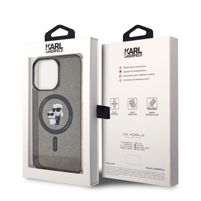 Husa premium pentru  iPhone 15 Pro Max Karl Lagerfeld compatibila Magsafe - Negru print
