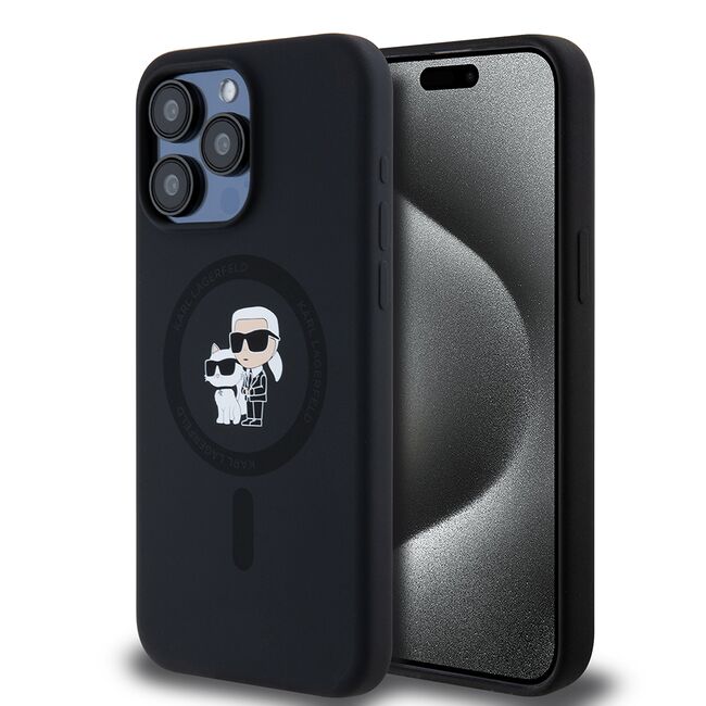 Husa premium pentru  iPhone 15 Pro Max Karl Lagerfeld compatibila Magsafe - Negru