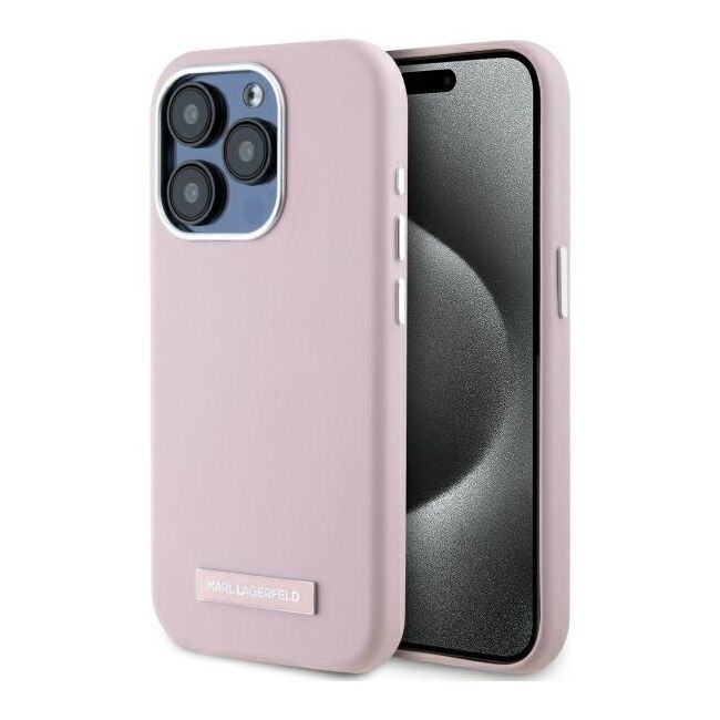 Husa premium pentru  iPhone 15 Pro Max Karl Lagerfeld compatibila Magsafe - Roz deschis