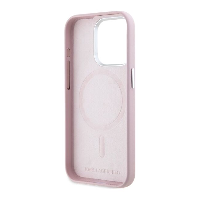 Husa premium pentru  iPhone 15 Pro Max Karl Lagerfeld compatibila Magsafe - Roz deschis