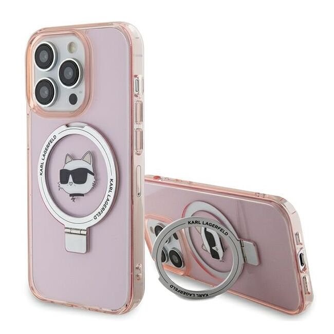 Husa premium pentru  iPhone 15 Pro Max Karl Lagerfeld compatibila Magsafe - Roz deschis