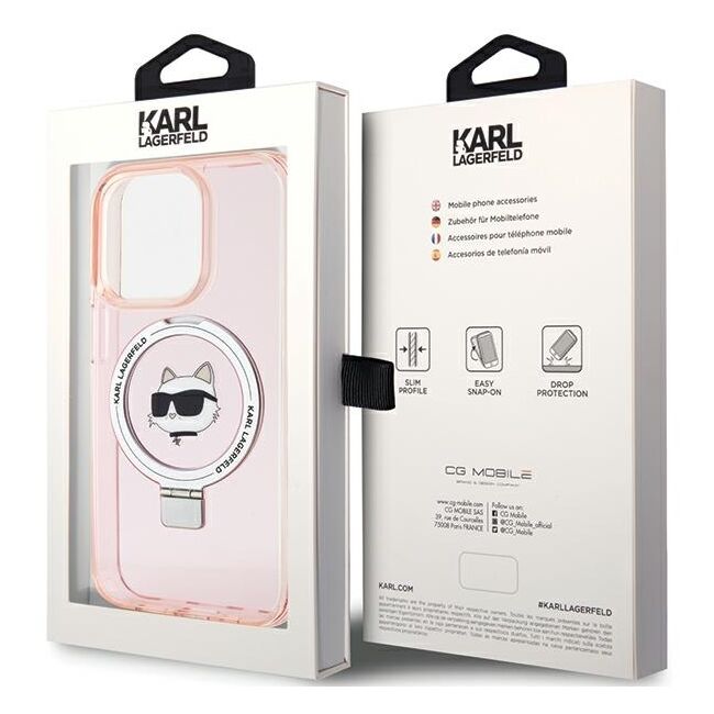 Husa premium pentru  iPhone 15 Pro Max Karl Lagerfeld compatibila Magsafe - Roz deschis