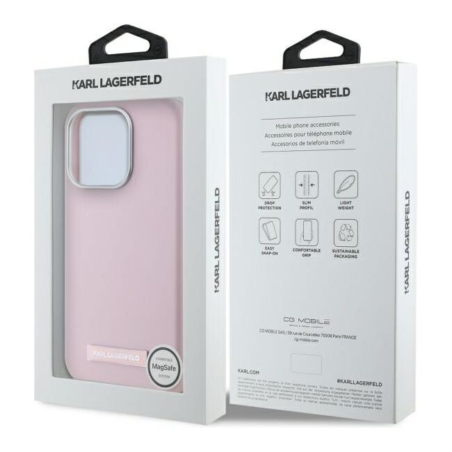 Husa premium pentru  iPhone 15 Pro Max Karl Lagerfeld compatibila Magsafe - Roz deschis