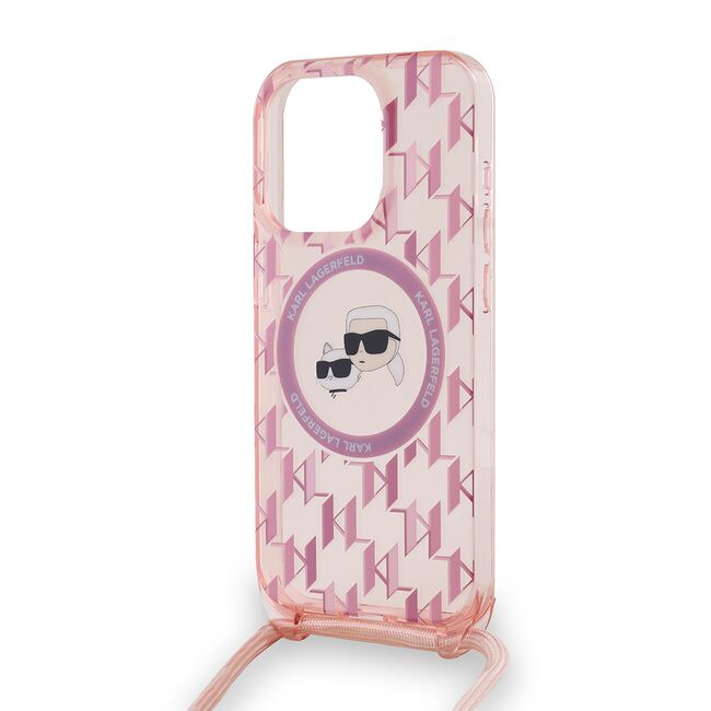 Husa premium pentru  iPhone 15 Pro Max Karl Lagerfeld compatibila Magsafe - Roz neon