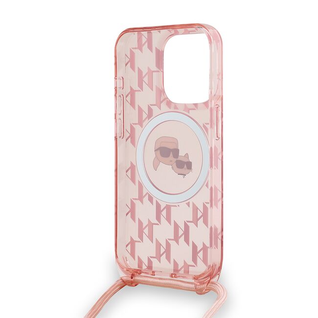 Husa premium pentru  iPhone 15 Pro Max Karl Lagerfeld compatibila Magsafe - Roz neon