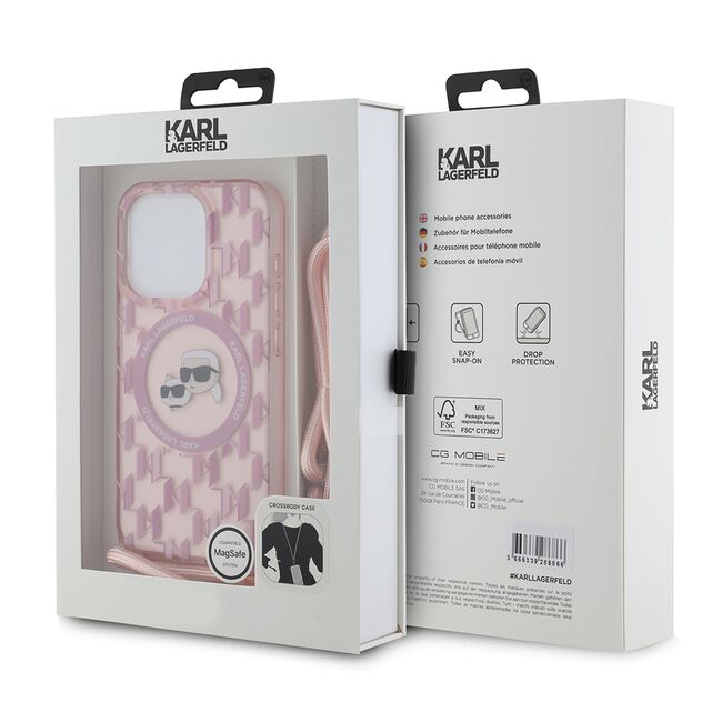 Husa premium pentru  iPhone 15 Pro Max Karl Lagerfeld compatibila Magsafe - Roz neon