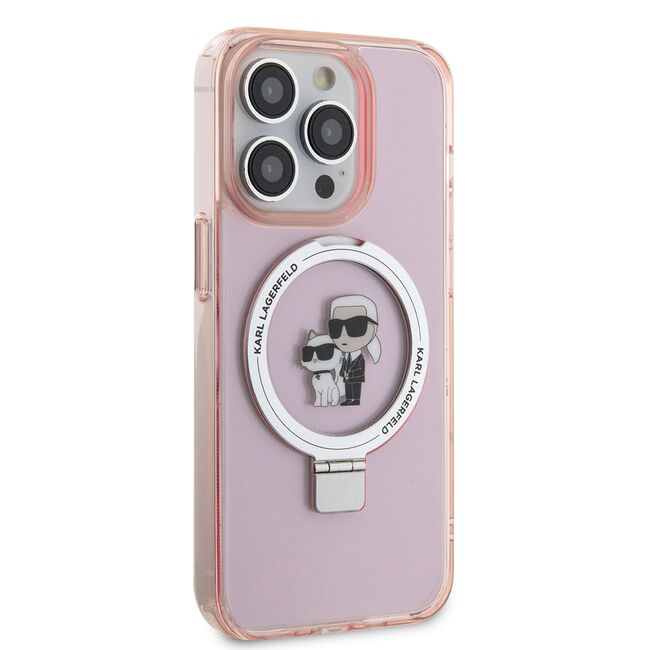 Husa premium pentru  iPhone 15 Pro Max Karl Lagerfeld compatibila Magsafe - Roz