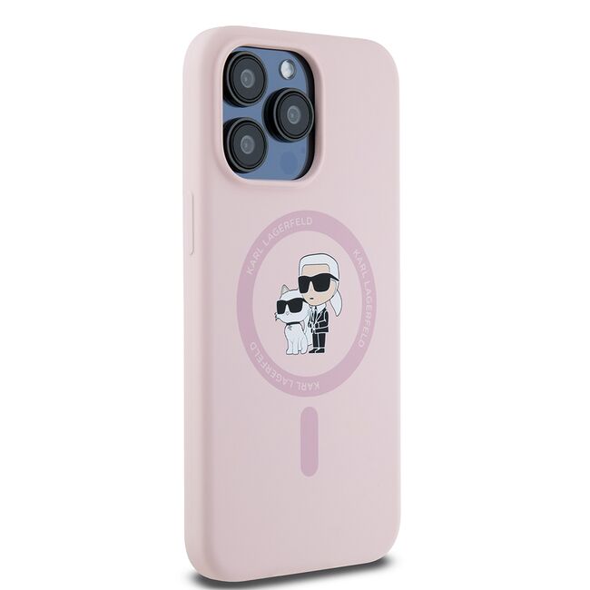 Husa premium pentru  iPhone 15 Pro Max Karl Lagerfeld compatibila Magsafe - Roz