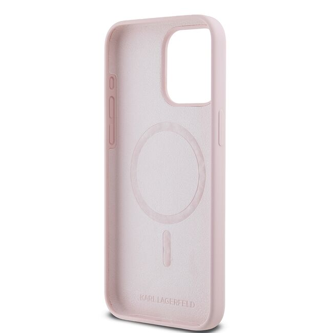 Husa premium pentru  iPhone 15 Pro Max Karl Lagerfeld compatibila Magsafe - Roz