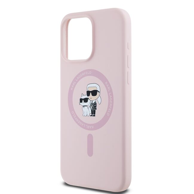 Husa premium pentru  iPhone 15 Pro Max Karl Lagerfeld compatibila Magsafe - Roz