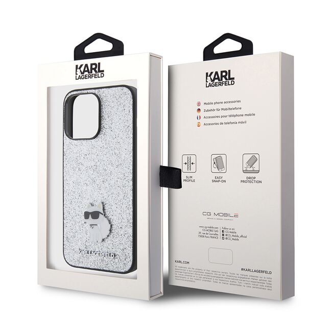 Husa premium pentru  iPhone 15 Pro Max Karl Lagerfeld superior quality - Argintiu