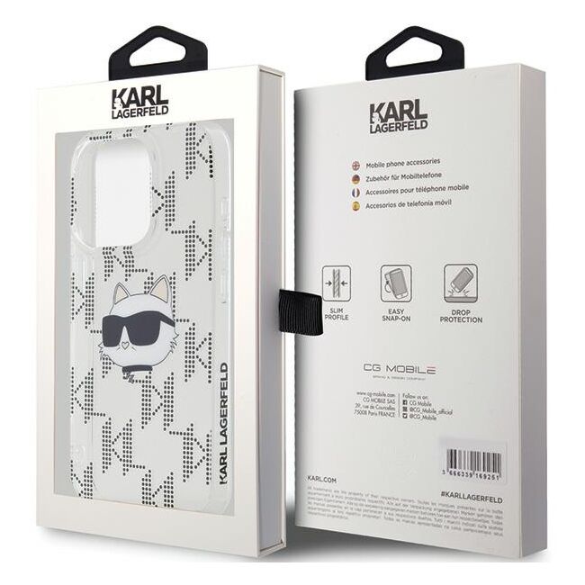 Husa premium pentru  iPhone 15 Pro Max Karl Lagerfeld superior quality - Gri deschis